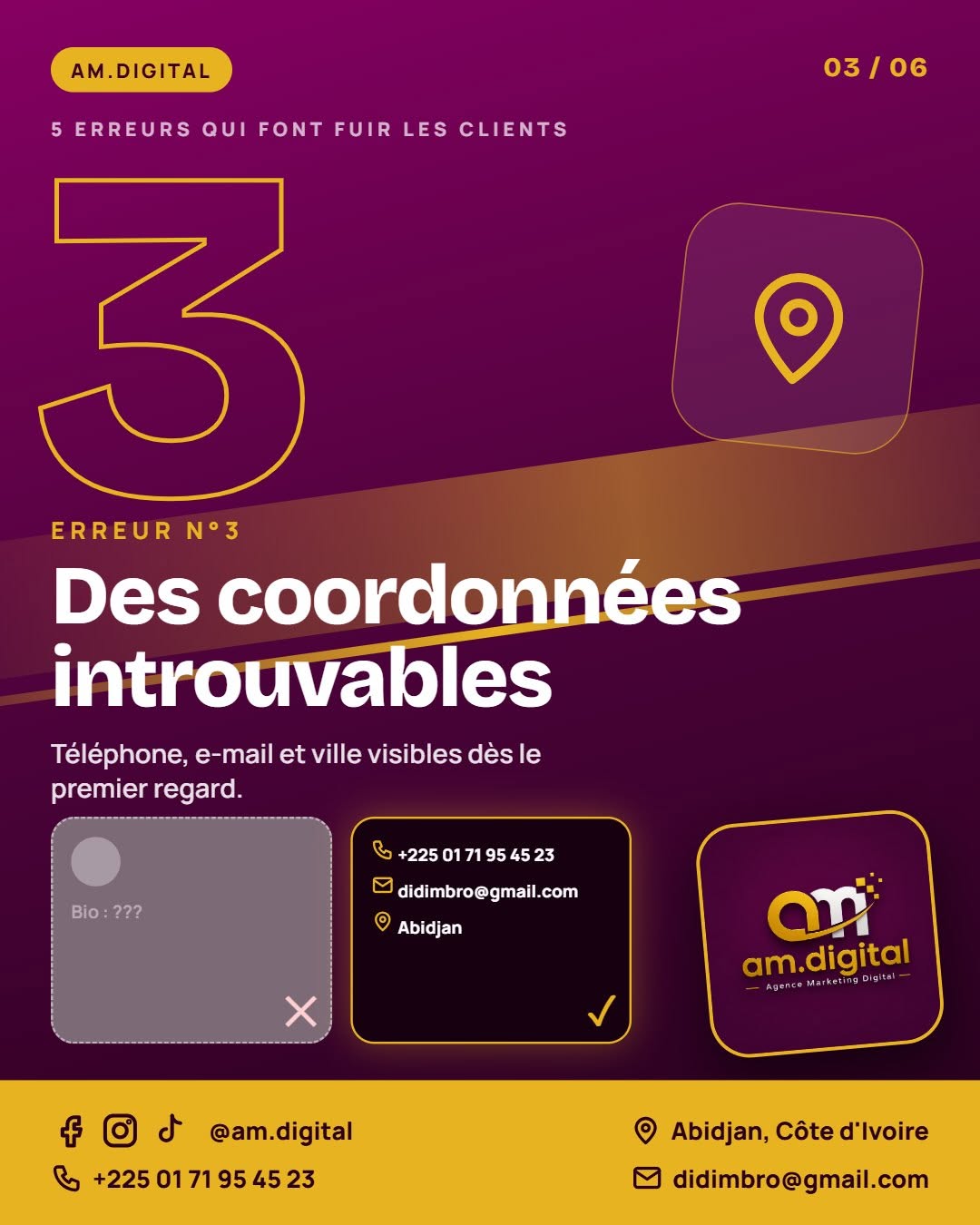 5 erreurs, 3/6 : des coordonnées introuvables
