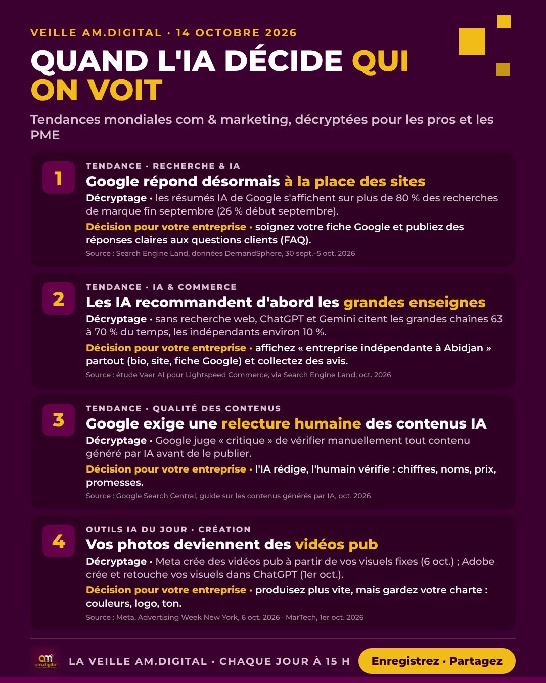 Veille AM.Digital du 14 octobre 2026 : quand l'IA décide qui on voit