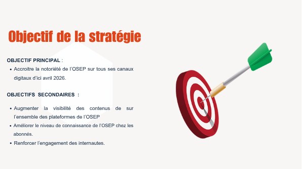Objectif principal et objectifs secondaires de la stratégie